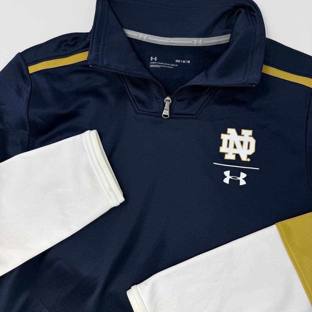 Under Armour Notre Dame Fighting Irish 1/4 Zip Pullover Men's Medium‎ Navy Gold
